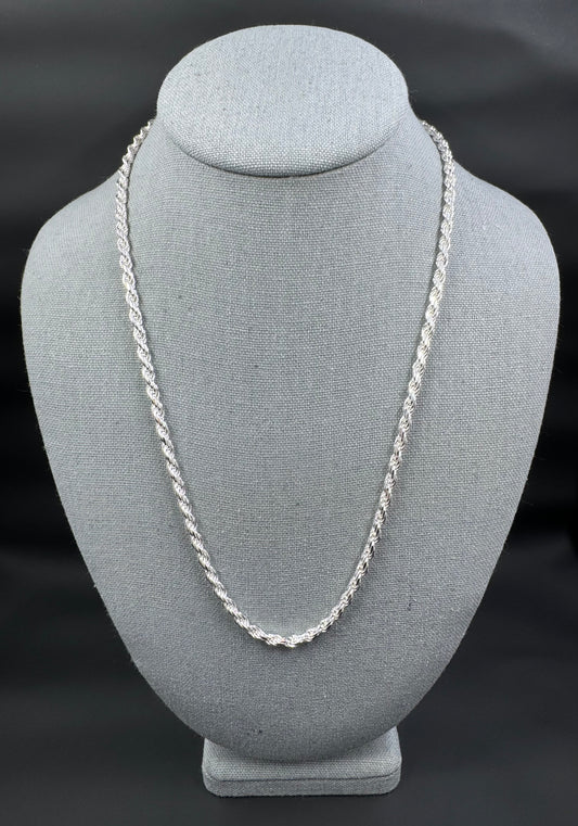 3.7mm Sterling Silver Rope Chain 22"