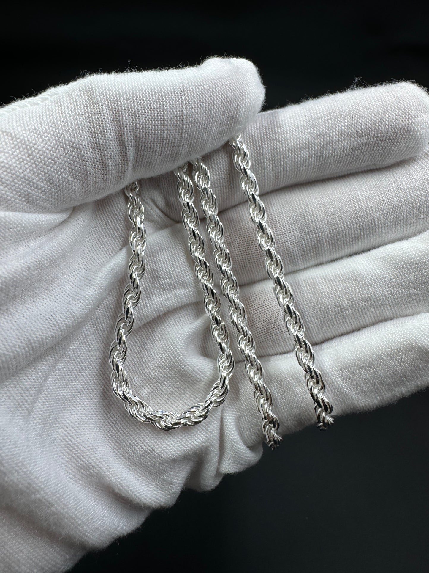 3.7mm Sterling Silver Rope Chain 22"