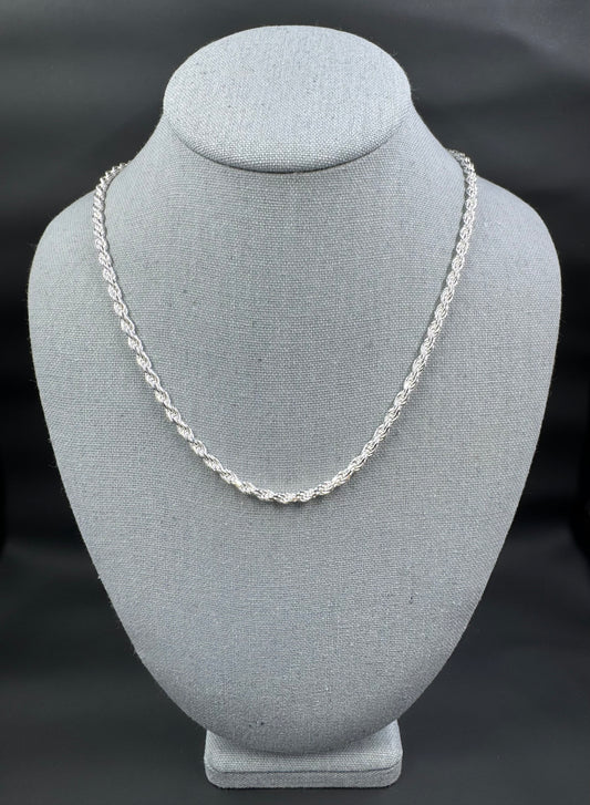 3.7mm Sterling Silver Rope Chain 20"