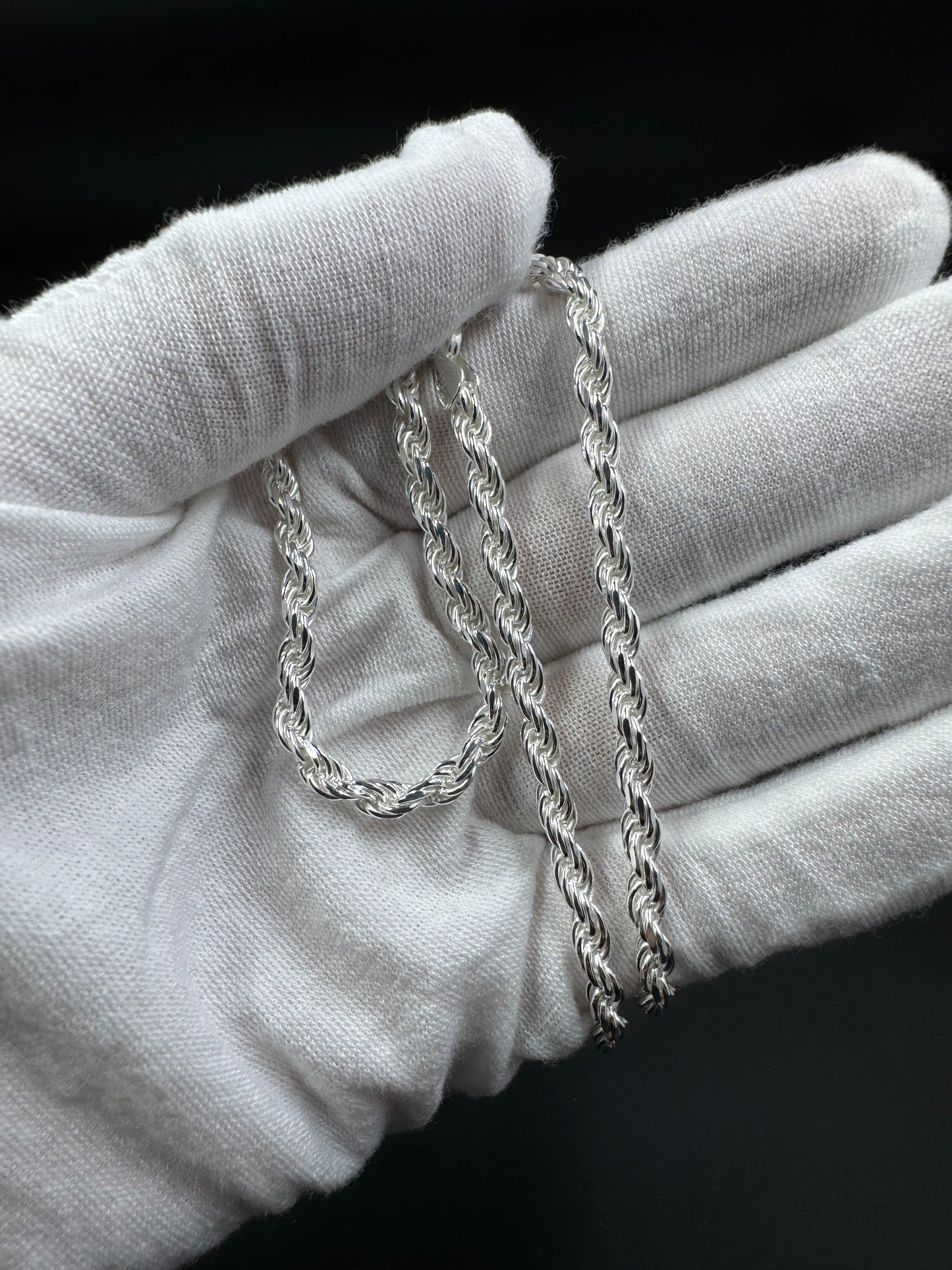 3.7mm Sterling Silver Rope Chain 20"